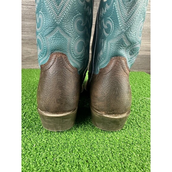 Ariat Youth Fatbaby Leather Boots, Distressed Brown Turquoise size 4 - Picture 4 of 10